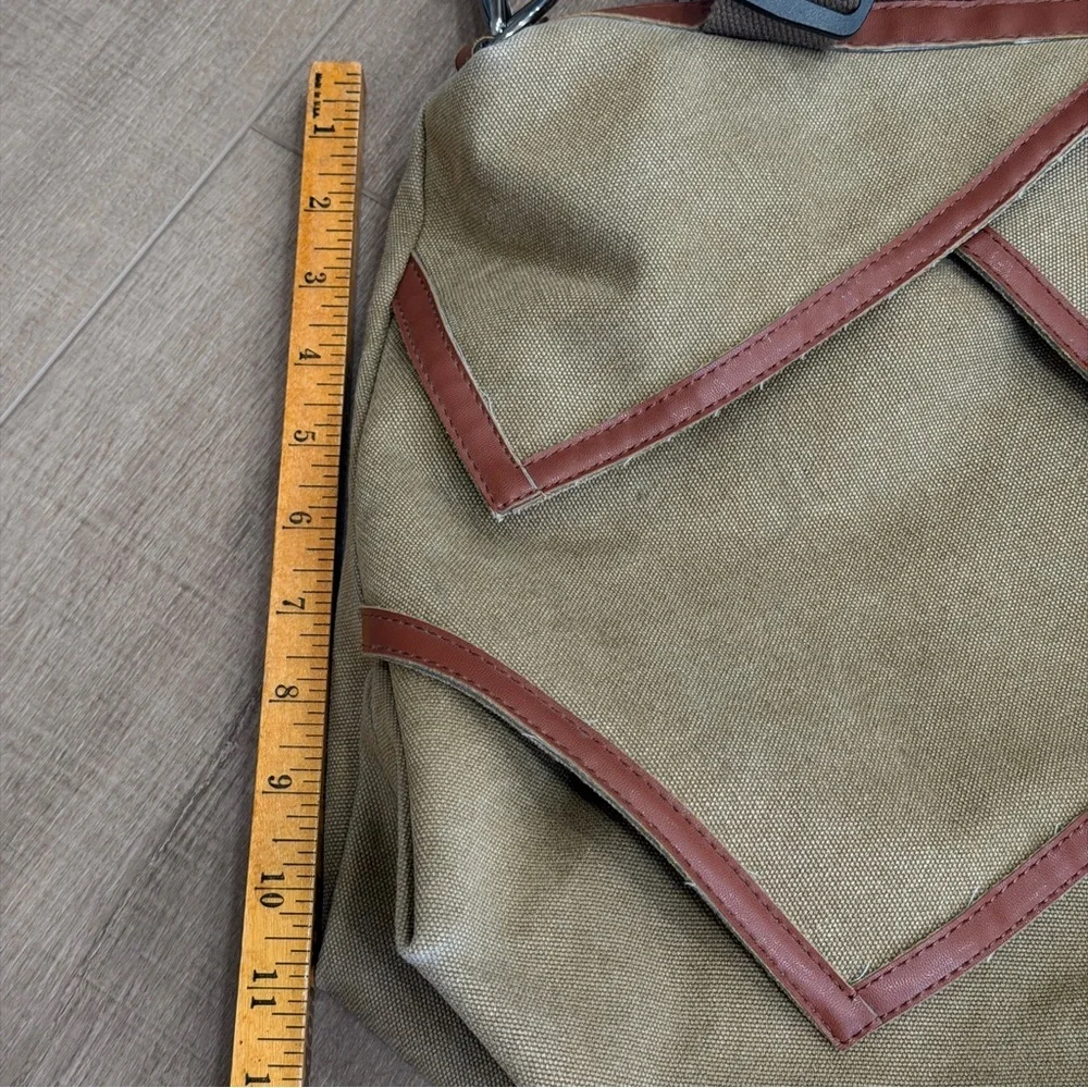 Canvas Shoulder Bag Duffle Style Tote 20W X 13” Length 2 Grab Handles Long Strap